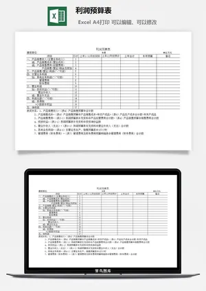 利润预算表excel模板预览图