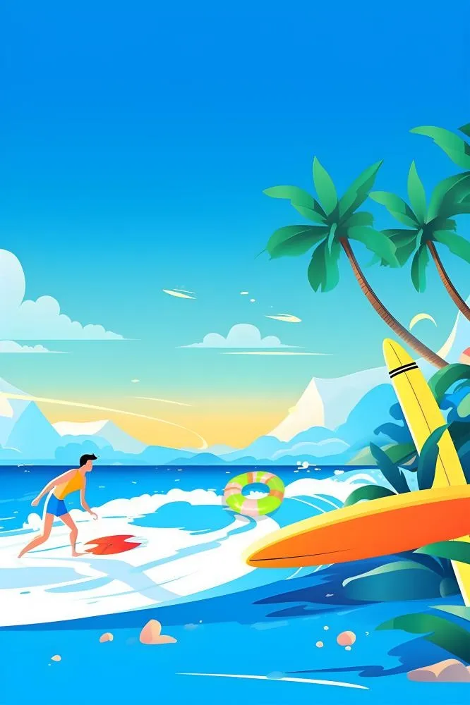 海洋冲浪阳光沙滩背景(2000x3000)