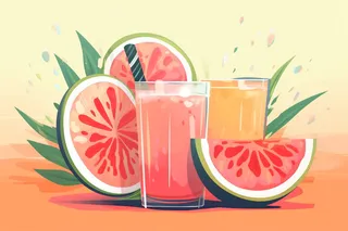 夏季卡通插画水果饮料多彩素材背景