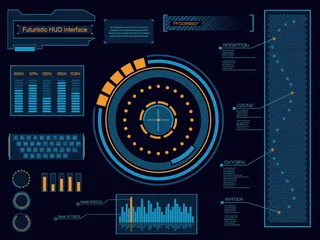 科幻未来科技操作仪表盘HUD元素图游戏UI图标界面边框矢量AI素材