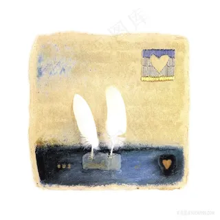 羽毛水彩复古插画