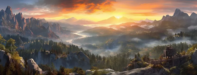 原始森林山中的日出摄影图 原始森林山中的日出摄影图