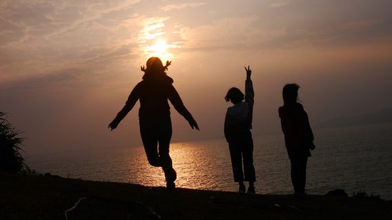 夏日海边日出剪影 夏日海边日出剪影