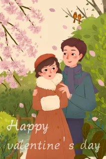卡通温馨浪漫2月14七夕520情侣拥抱情人节主题插画海报PSD素材 卡通温馨浪漫2月14七夕520情侣拥抱情人节主题插画海报PSD素材