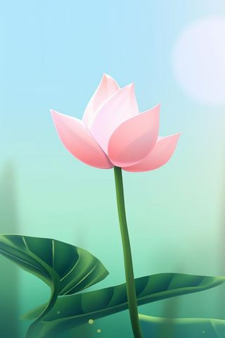 粉蓝色清爽夏日大气花朵扁平背景