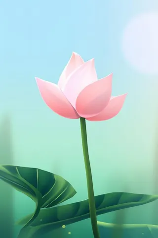 粉蓝色清爽夏日大气花朵扁平背景