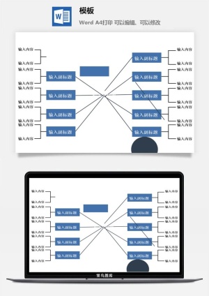 鱼骨大脑树状思维导图ppt模板工作学习项目培训流程逻辑word格式预览图