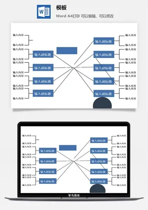 鱼骨大脑树状思维导图ppt模板工作学习项目培训流程逻辑word格式预览图