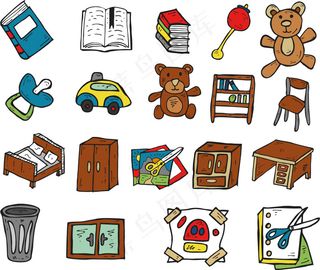 本书, 泰迪熊, 玩具, 一个内阁