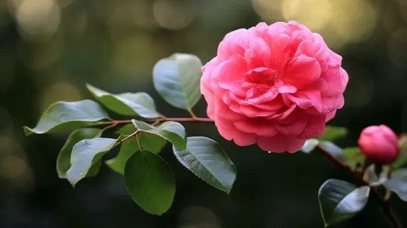 粉红花朵茶花摄影图 粉红花朵茶花摄影图