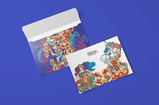 国潮风敦煌飞天插画文创品牌VI提案LOGO展示样机PSD设计素材