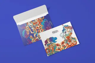 国潮风敦煌飞天插画文创品牌VI提案LOGO展示样机PSD设计素材