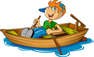 划船卡通孩子