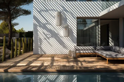 一个带游泳池和露台的房子