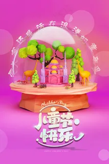 清新可爱六一儿童节促销海报