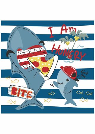 饥饿鲨鱼 吃披萨 海洋