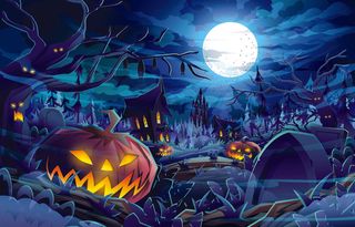 卡通万圣节蓝色背景