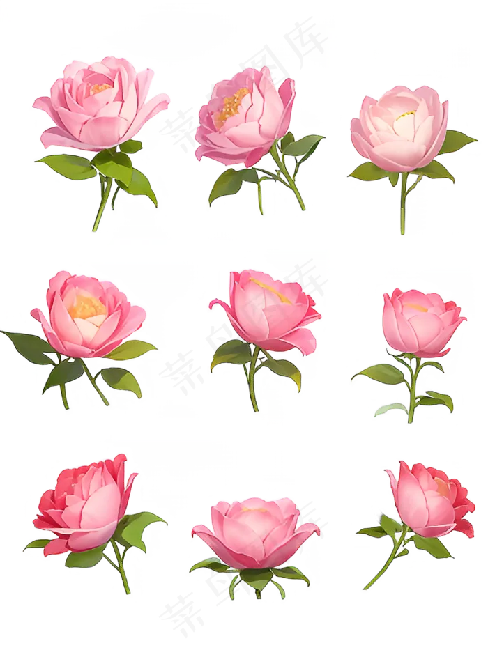 红色 粉色 手绘 免抠 PNG 玫瑰 花 素材19