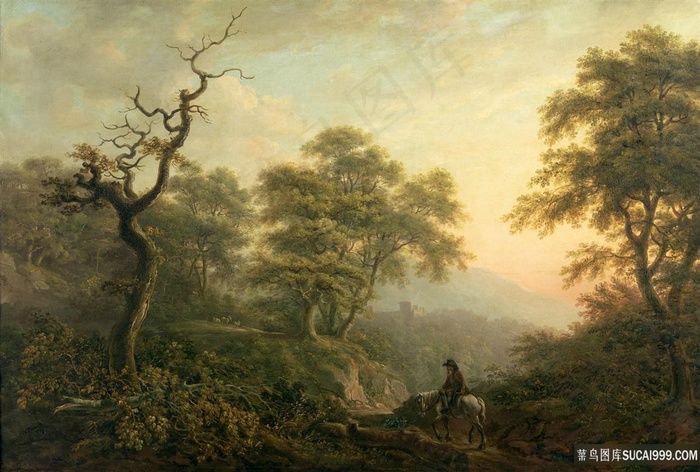 树林山林美景油画风景画