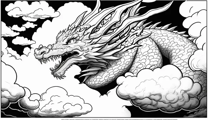 龙、生肖、节日、线条