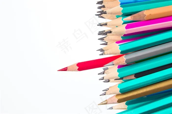五彩缤纷的彩色铅笔特写素材图片