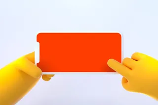 橙色手持苹果手机点击插画展示样机