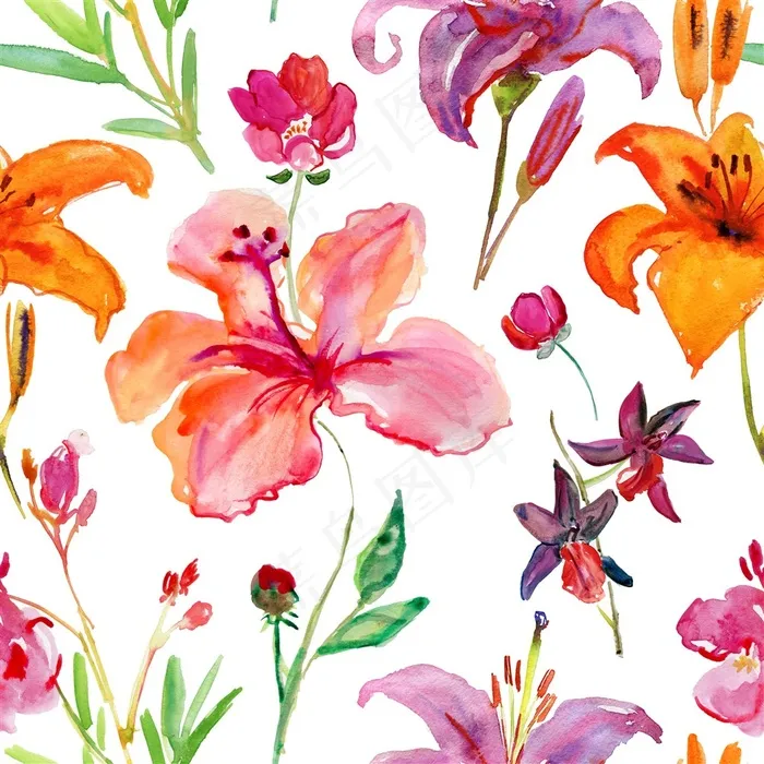 水墨暖色系花朵素材高清图片