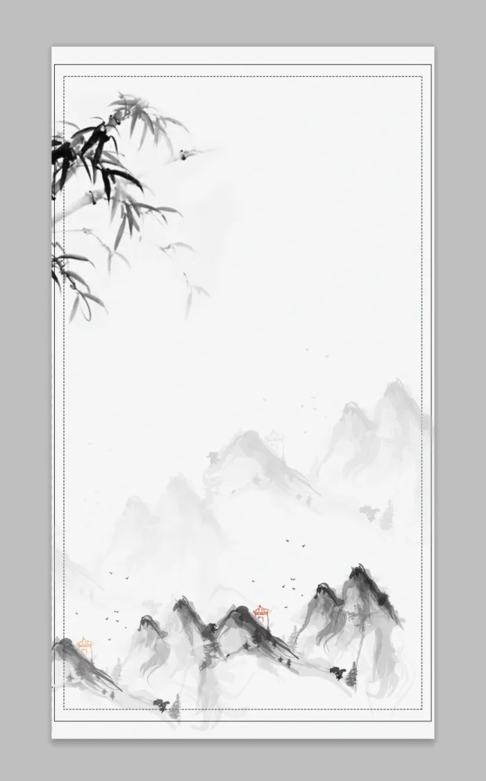 复古山水背景psd模版下载