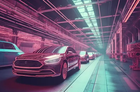 无数的汽车被生产出来汽车工厂生产线摄影图