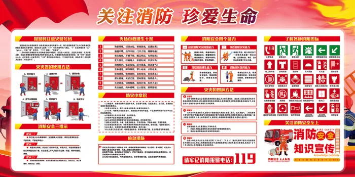 关注消防 珍爱生命psd模版下载