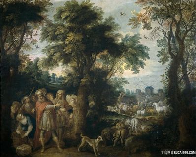 弗朗肯，弗朗斯二世诺亚带领动物进入方舟风景画