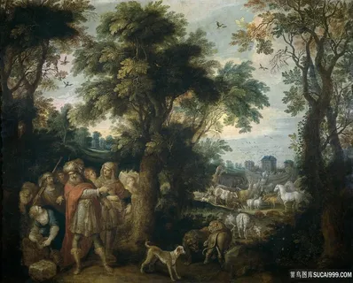 弗朗肯，弗朗斯二世诺亚带领动物进入方舟风景画