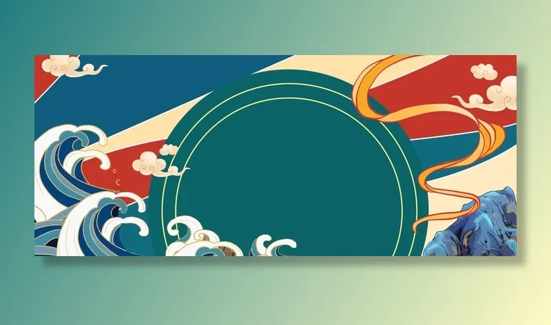国潮风格海报背景 