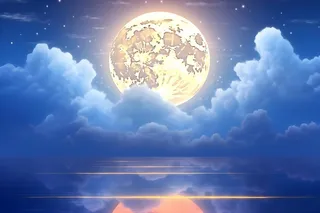 蓝色大气湖面月光背景