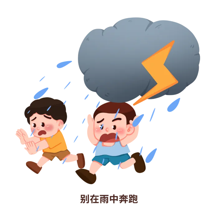 卡通夏季避雷防雷电安全知识插画