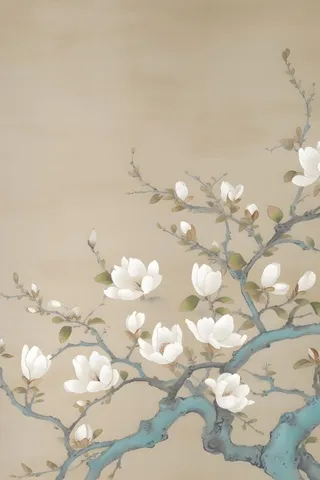 花朵白色国风简约背景