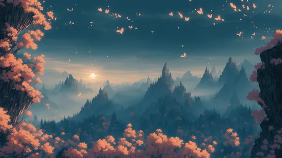 美丽大气写意风景背景壁纸插画-图尼尔斯山脉