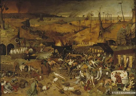 战争唯美风景画油画