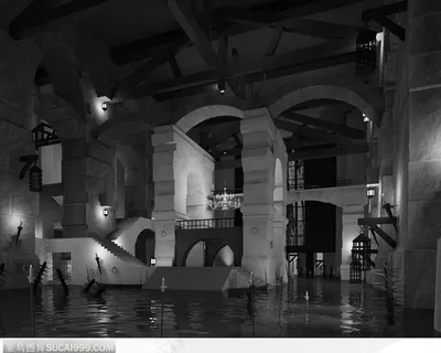 黑白建筑城堡迷宫