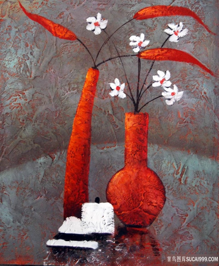 唯美花卉花瓶艺术插画