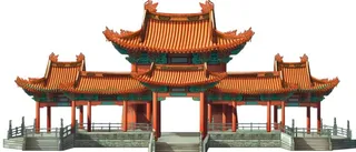 古建筑棕红色插画