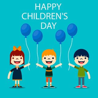 手绘六一儿童节蓝色背景