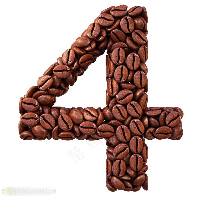 咖啡豆组成的数字4