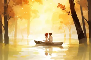 创意可爱树林小船背景