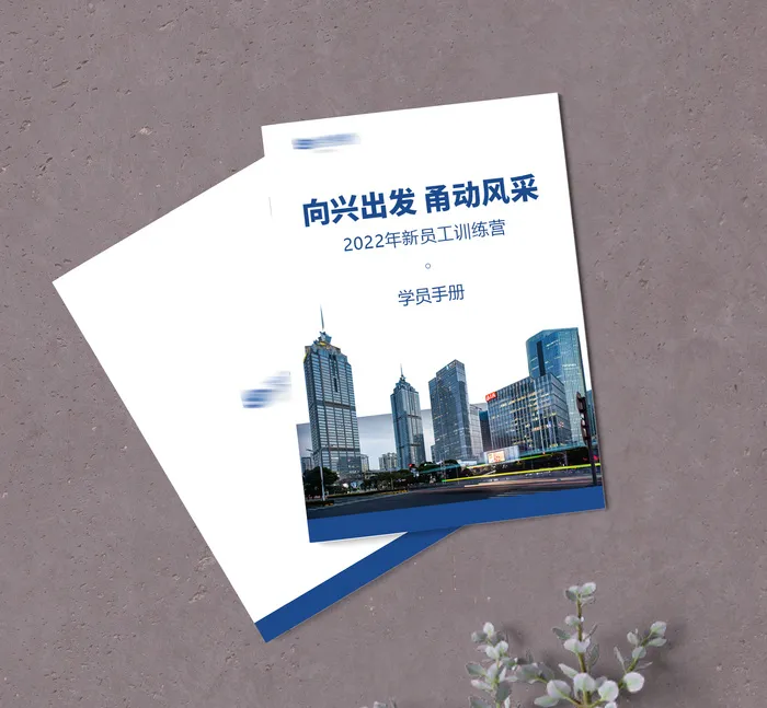 蓝色沉稳商务培训手册封面设计psd模版下载