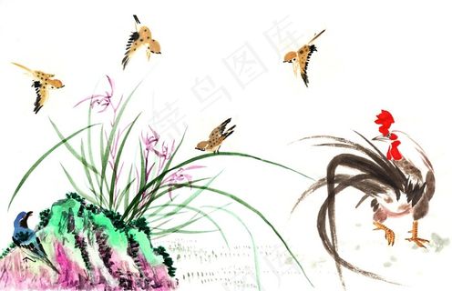 中国风的公鸡图