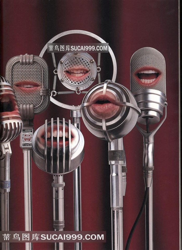 创意海报设计-不同麦克风下的嘴型特写