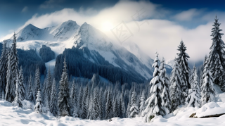 冬季雪景白雪雾凇覆盖摄影图 