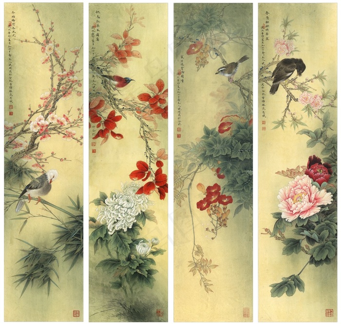鸟语花香艺术画