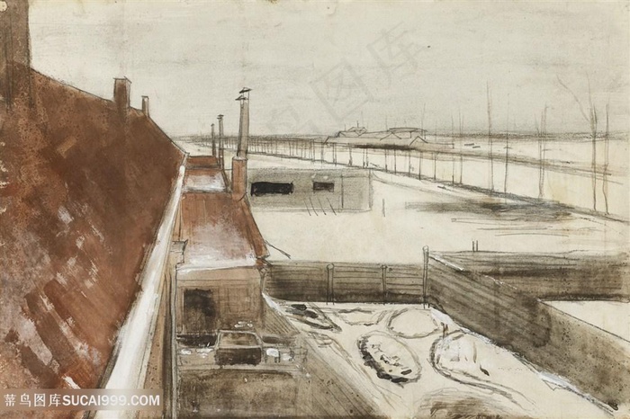 冬季从文森特工作室的窗户看